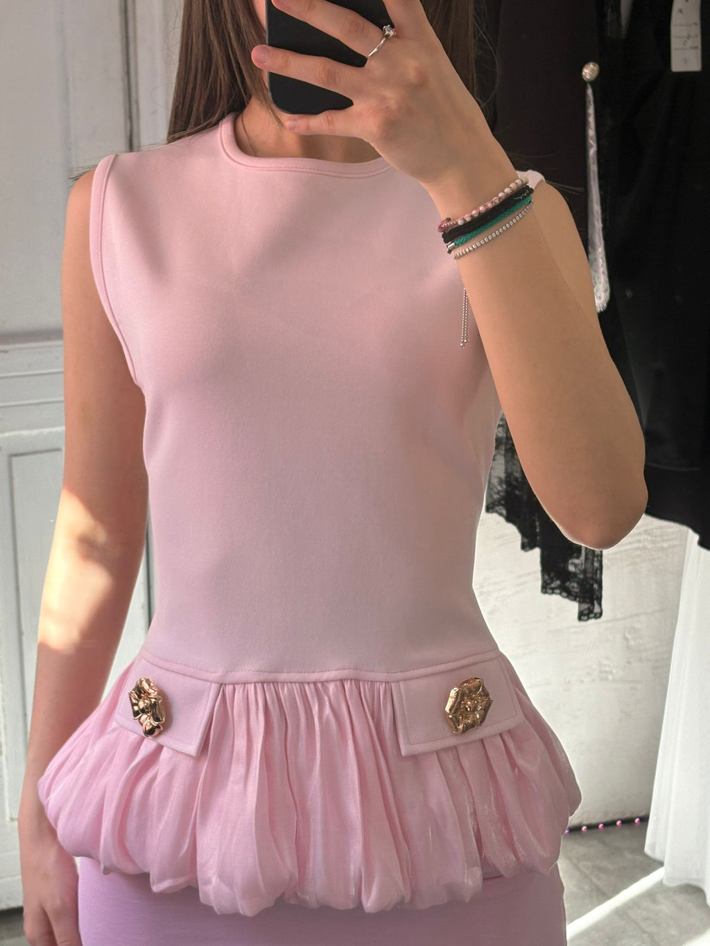 Top Bon Ton Rosa con Balza