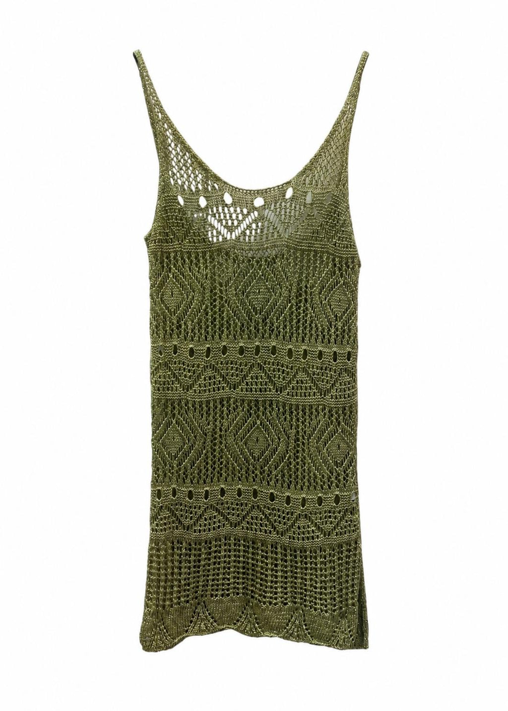 Mini Dress Crochet Verde Oliva