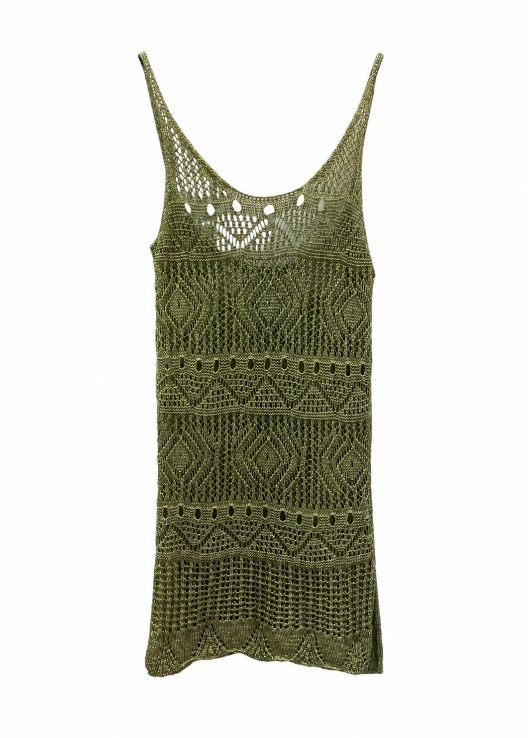 Mini Dress Crochet Verde Oliva
