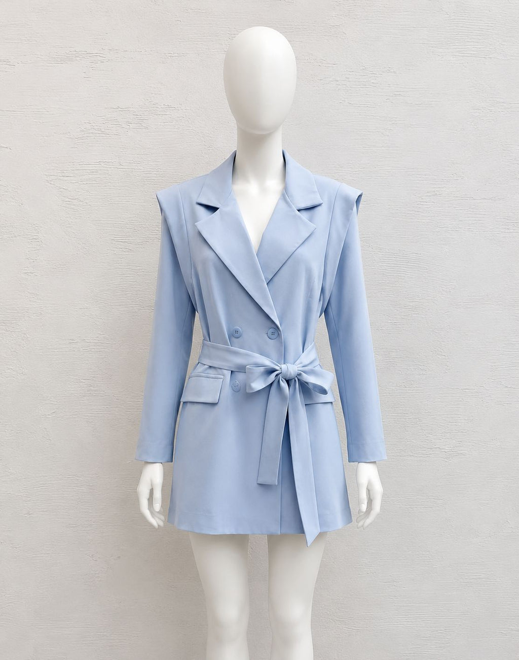 Blazer Doppiopetto con Cintura Celeste
