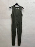 Jumpsuit Second Skin con Zip Frontale,verde militare