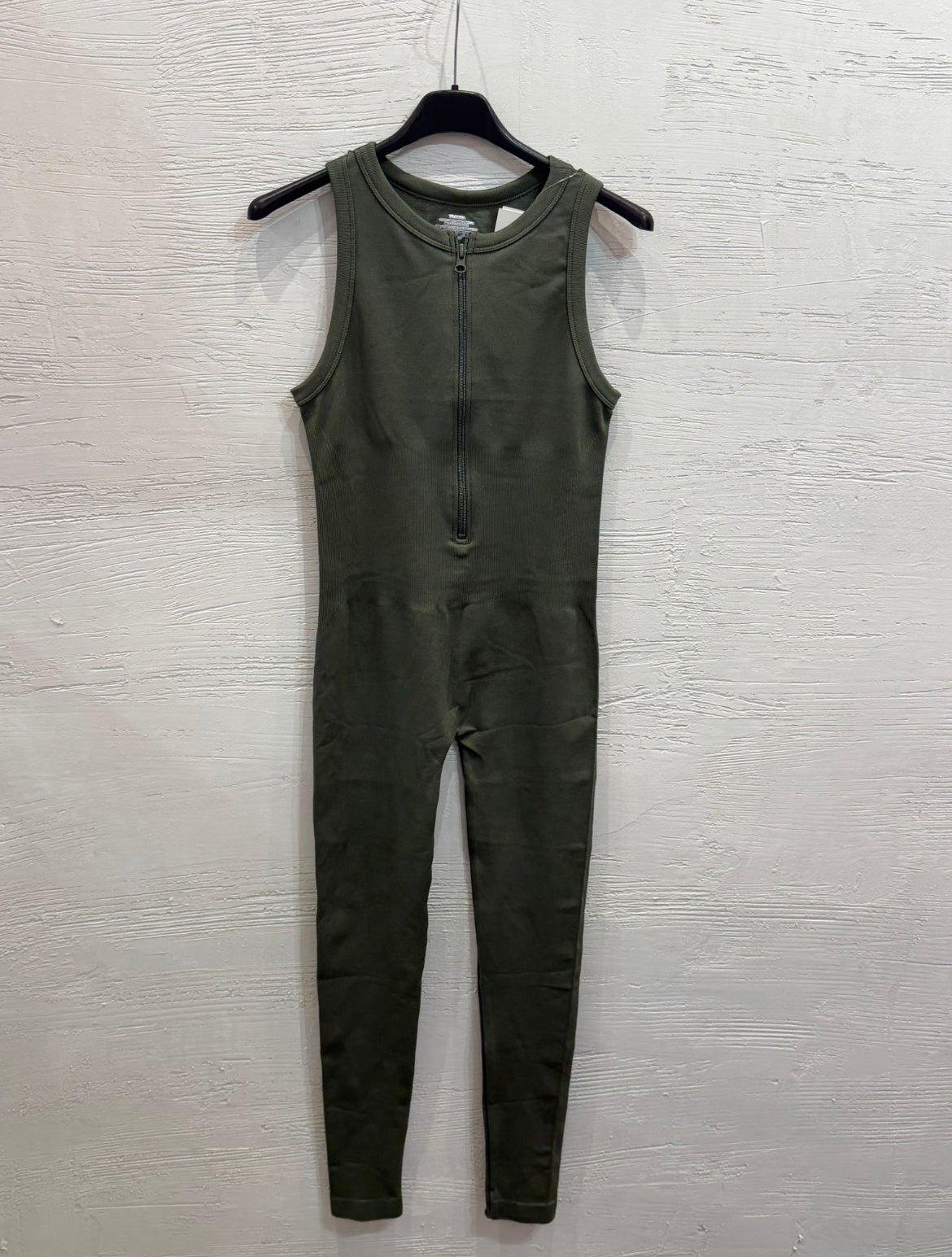 Jumpsuit Second Skin con Zip Frontale,verde militare