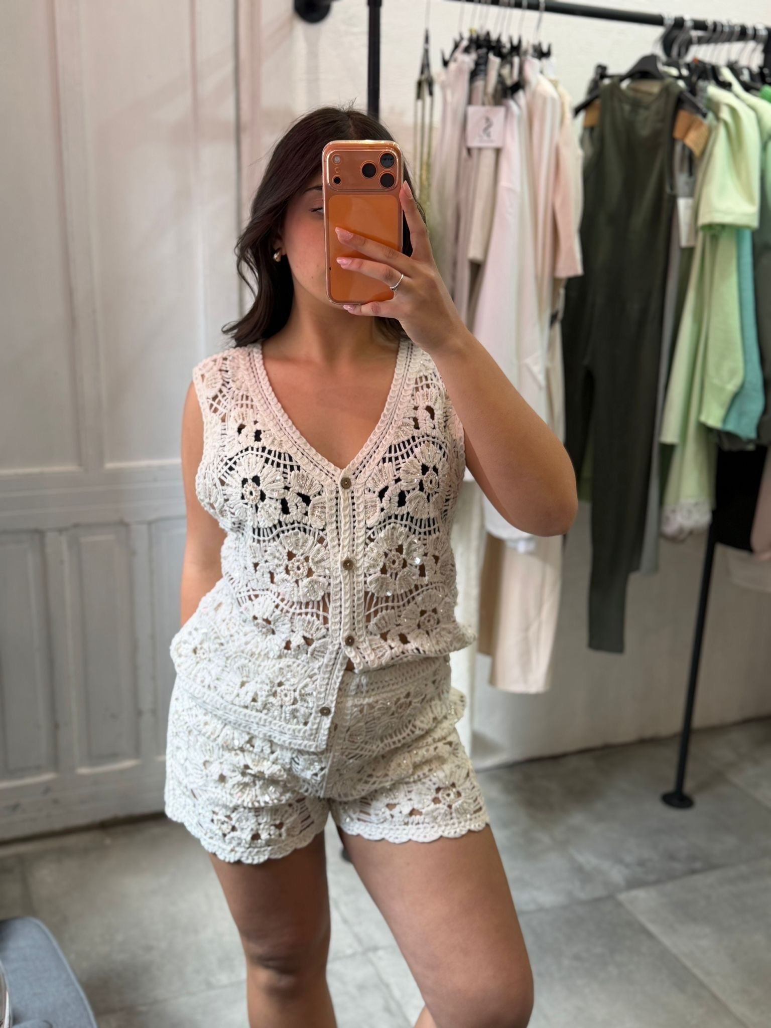 ✨ Completo Crochet Panna con Paillettes