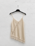 Top Satinato con Pizzo Beige