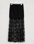 Gonna Lunga in Pizzo Trasparente Nero