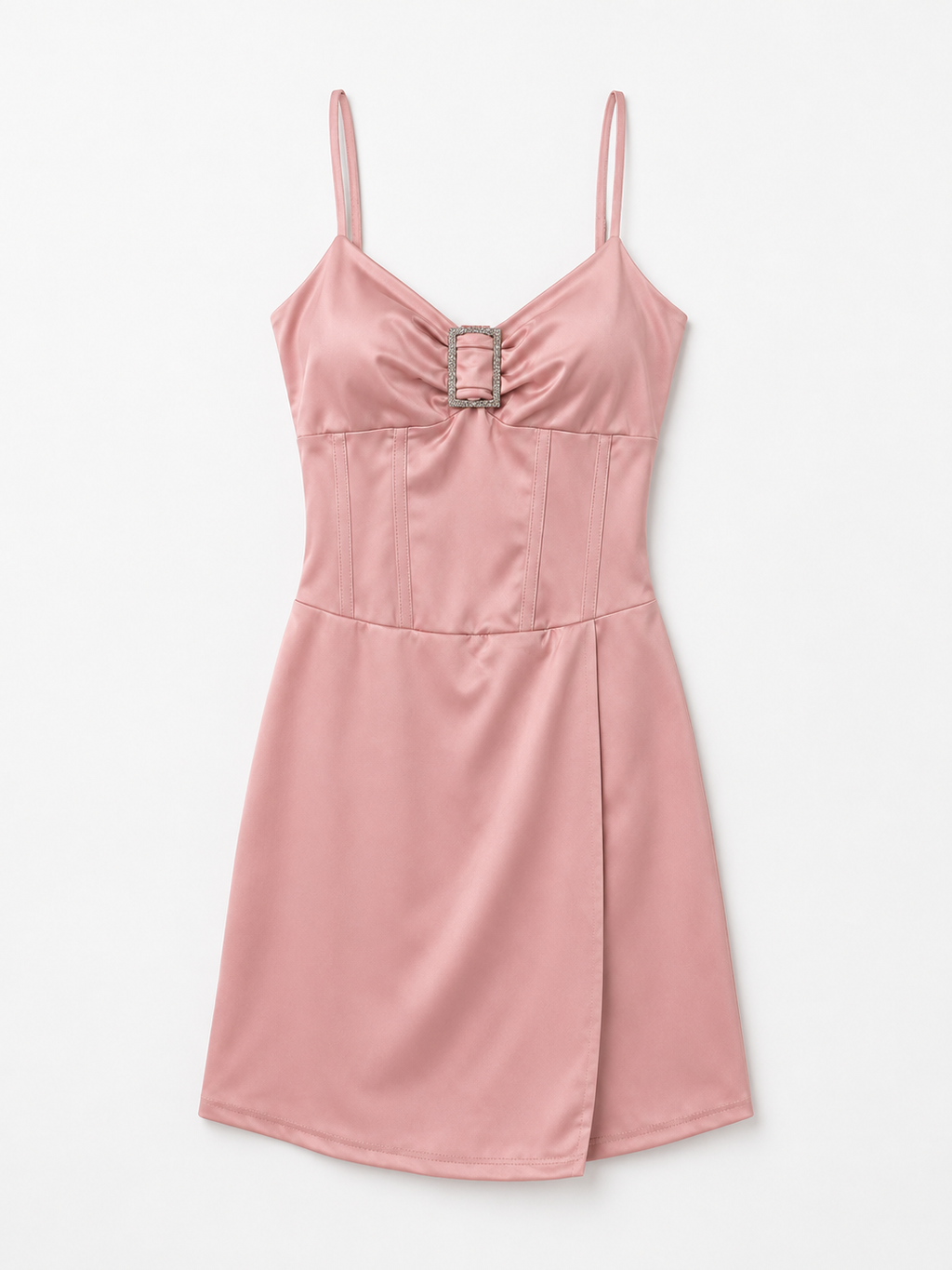 Mini Dress Rosa con Dettaglio Gioiello