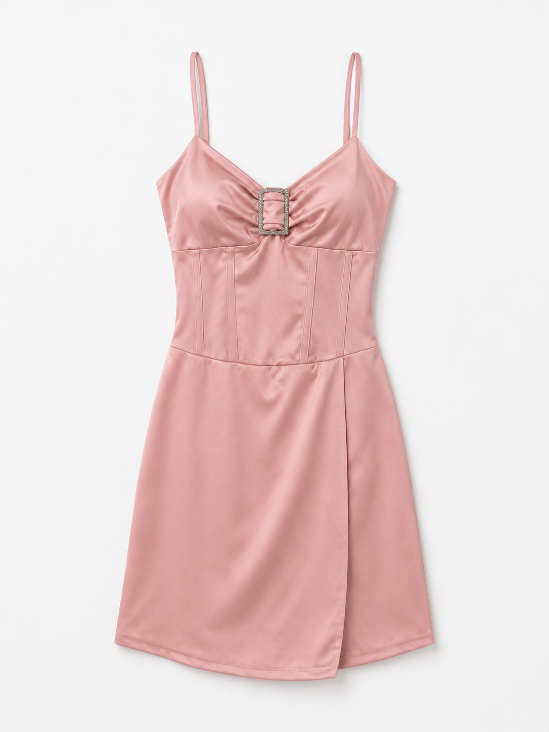 Mini Dress Rosa con Dettaglio Gioiello