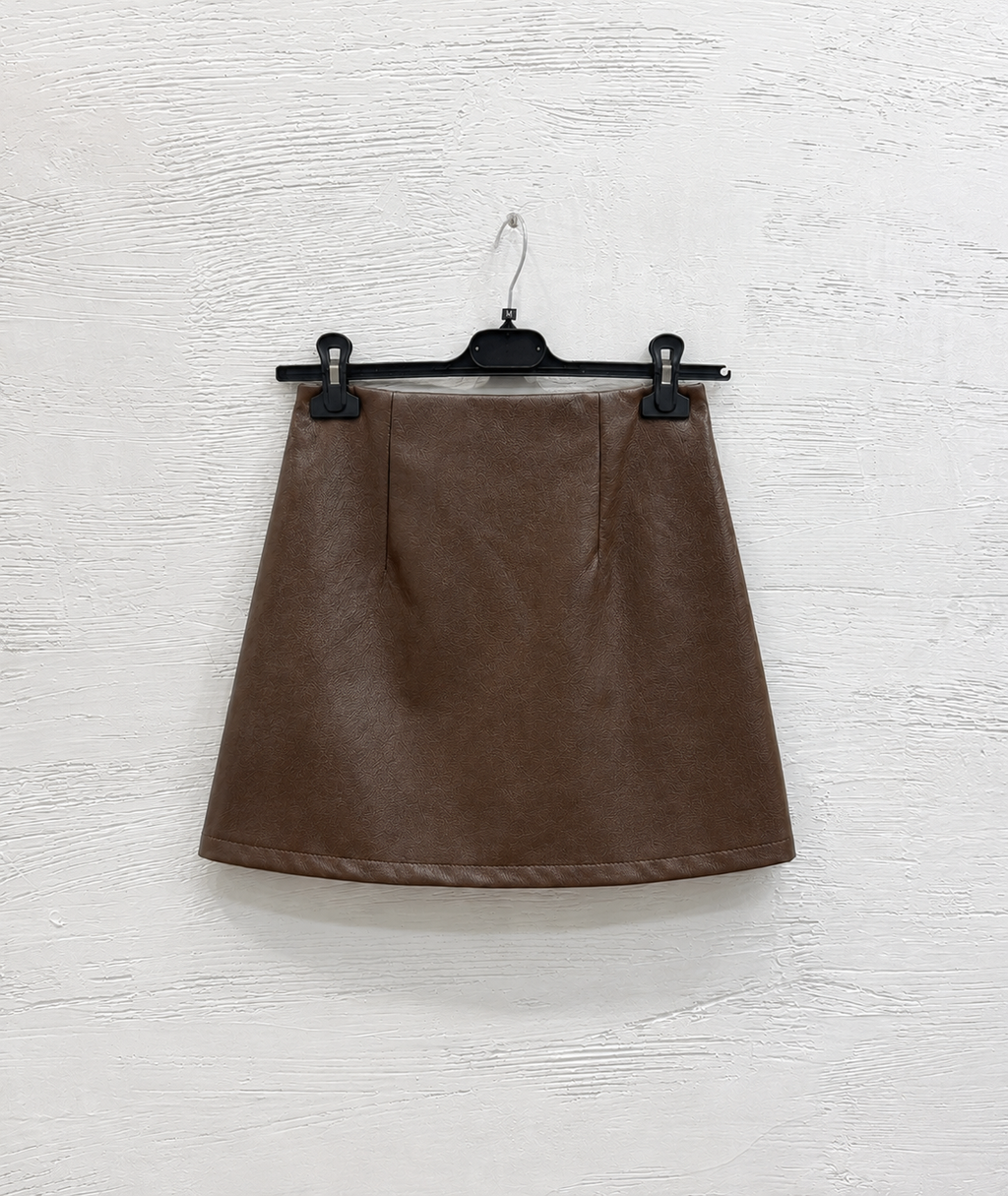 Minigonna in Ecopelle Marrone