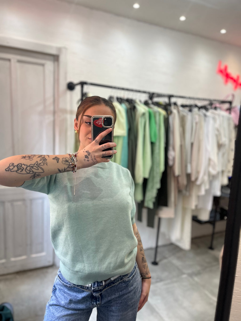 Maglia a Sbuffo Verde Menta