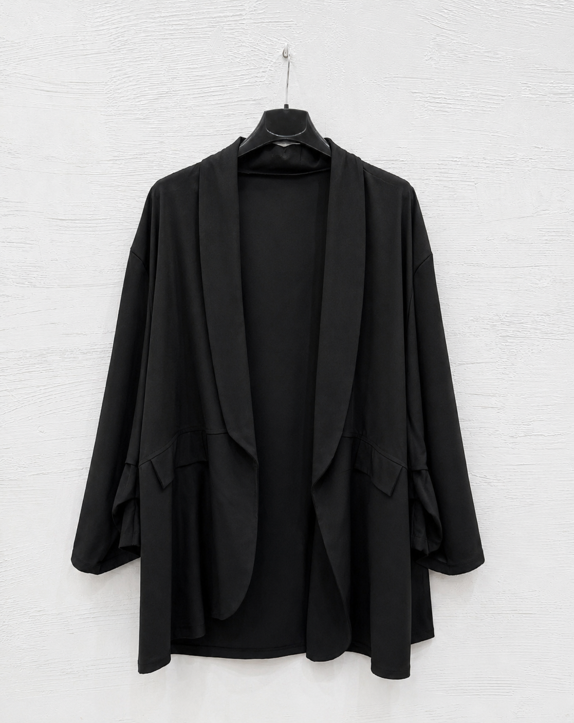 Giacca Aperta Nera Effetto Blazer