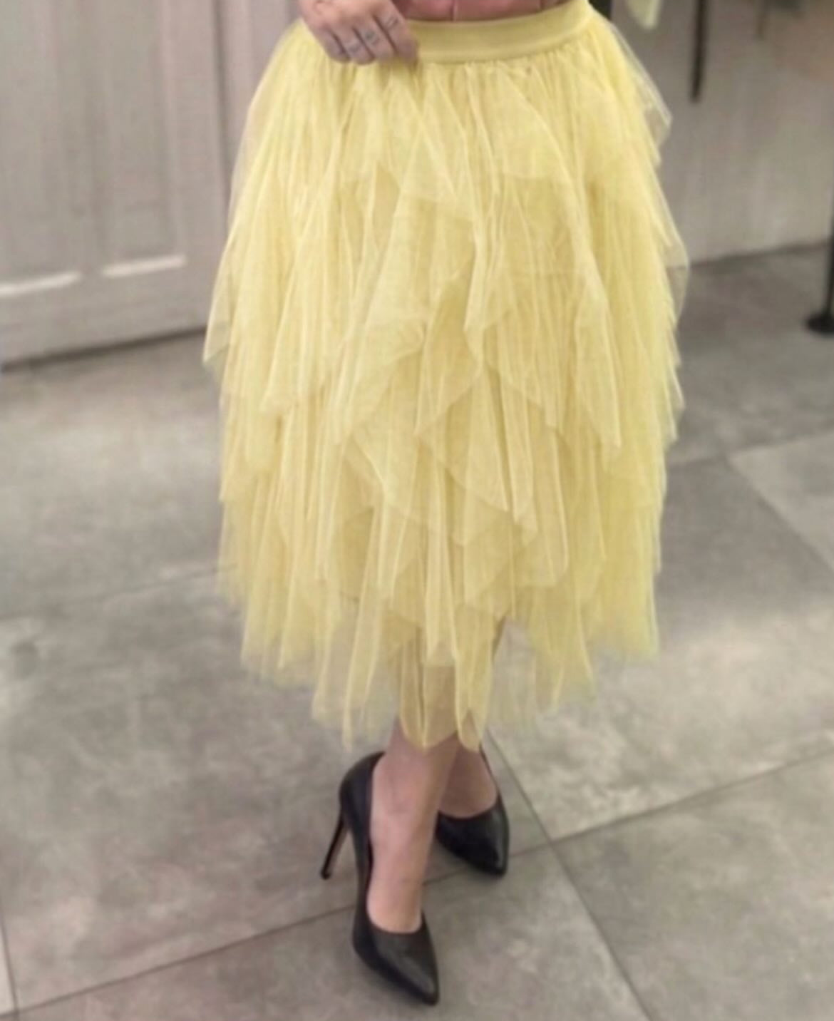 Gonna Midi in Tulle Giallo