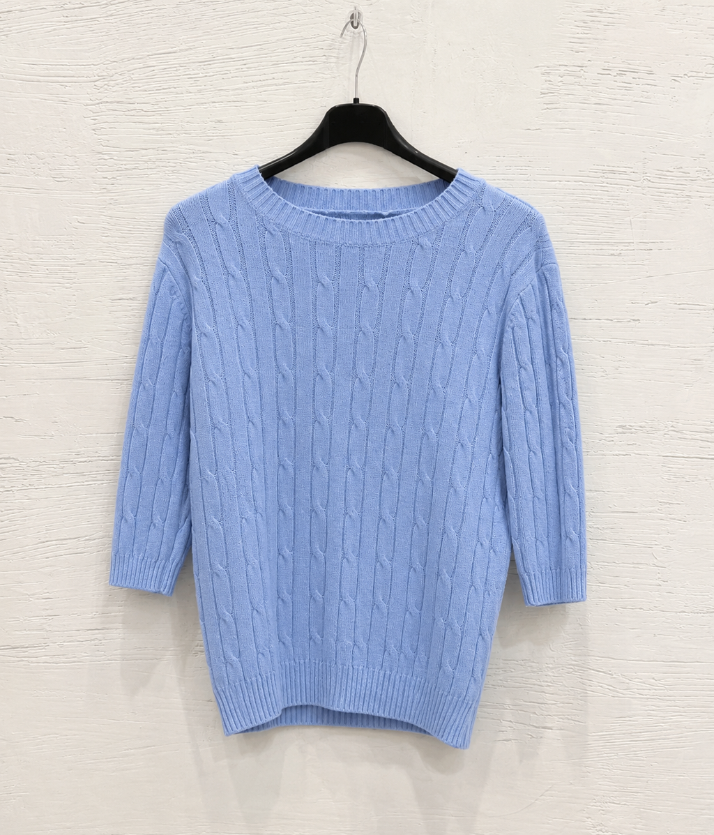 Maglia a Trecce Celeste
