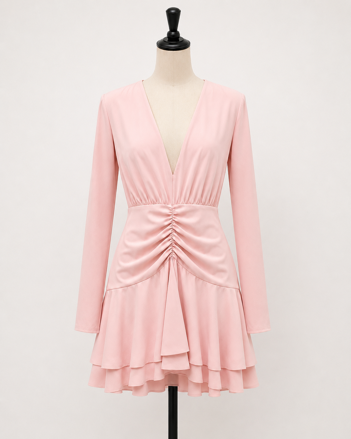 Abito Rosa Pastello con Scollo a V