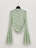Top in Pizzo Verde Menta con Maniche a Campana