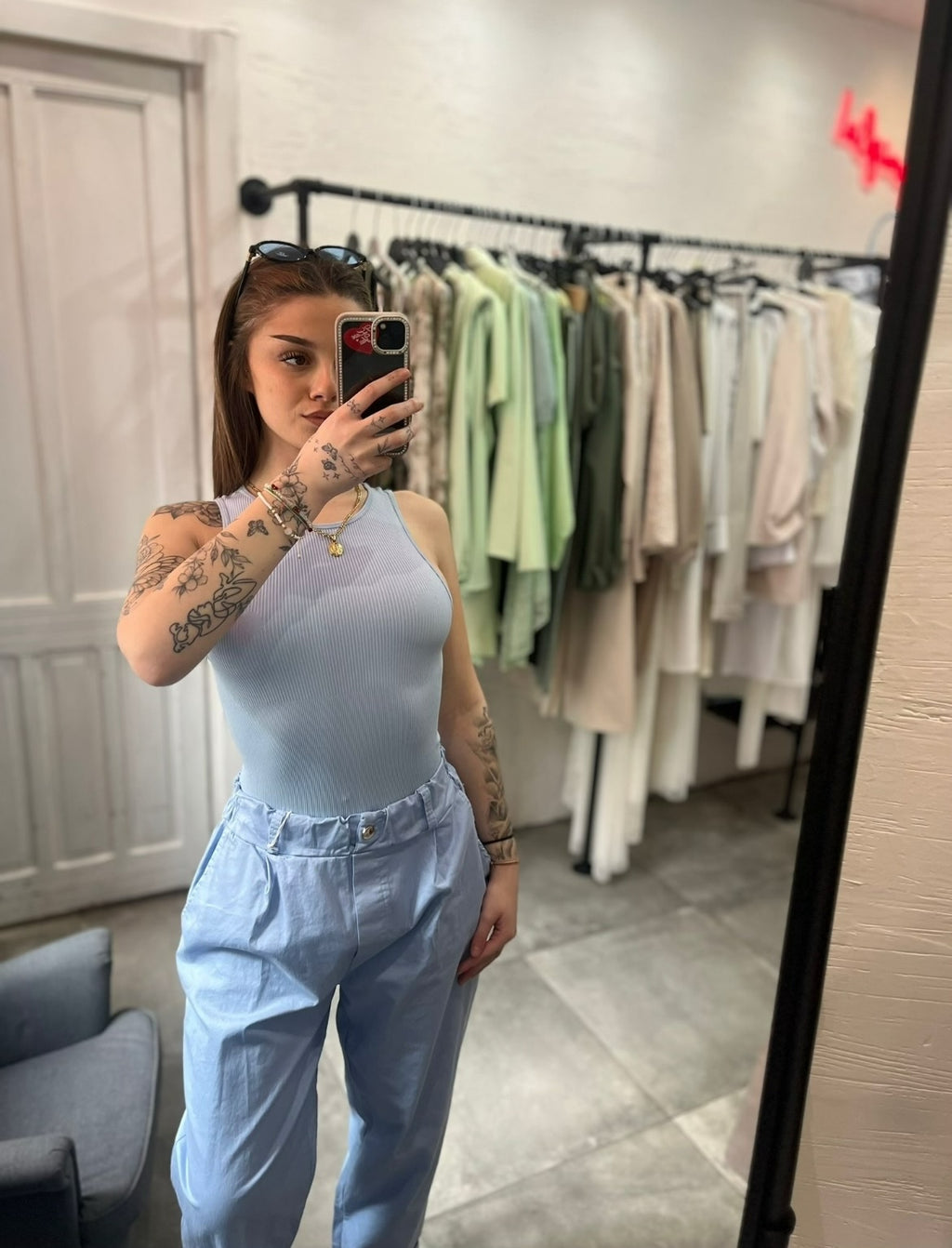Body a Costine Azzurro Cielo