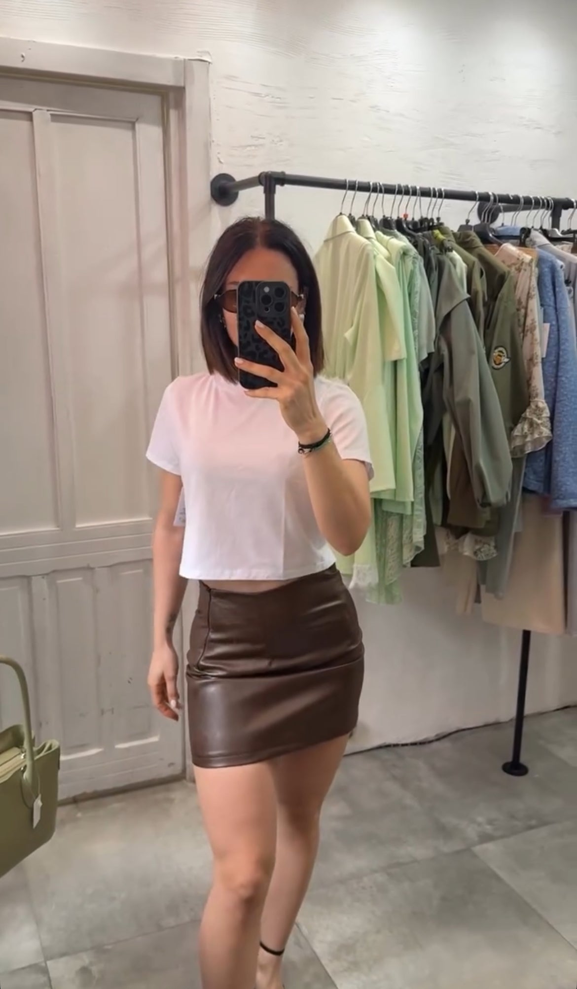 Minigonna in Ecopelle Marrone