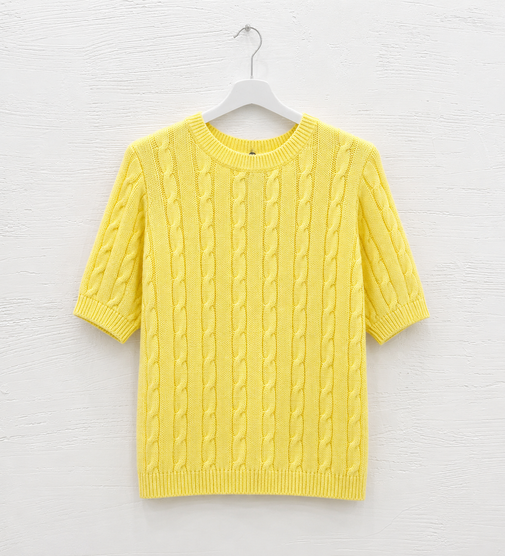 Maglia a Trecce Giallo Sole