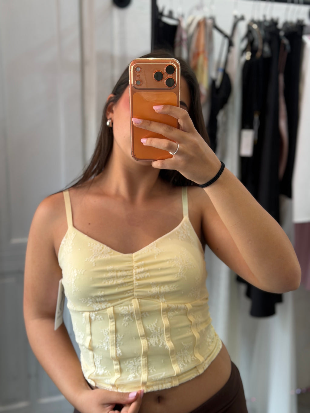 Top Corsetto Floreale Giallo Pastello