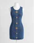 Abito Denim con Dettagli Marini