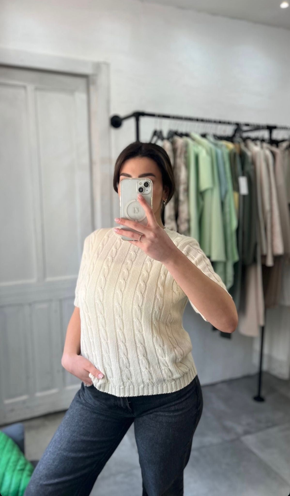 Maglia a Trecce Panna