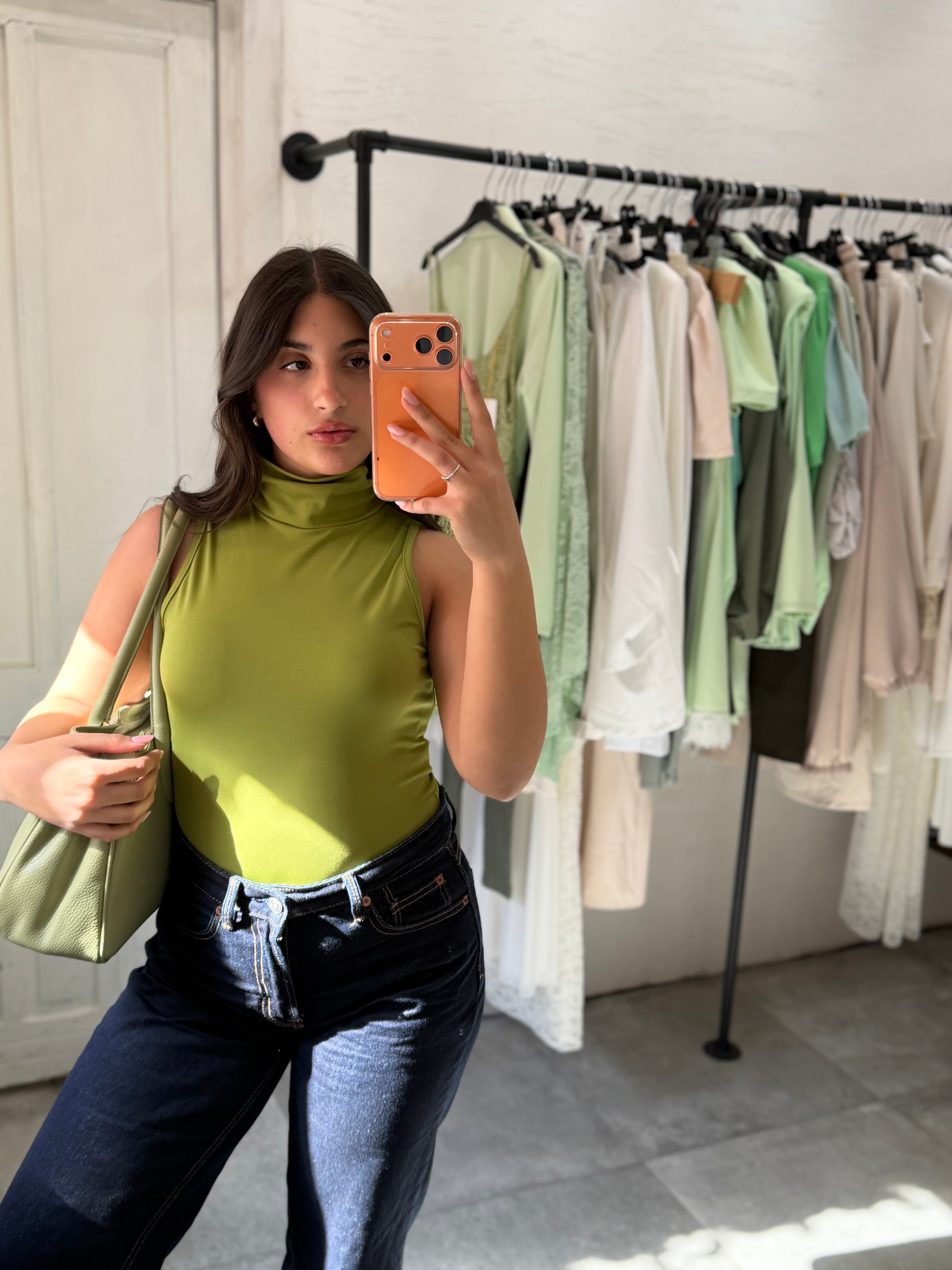 Body Collo Alto Verde Oliva