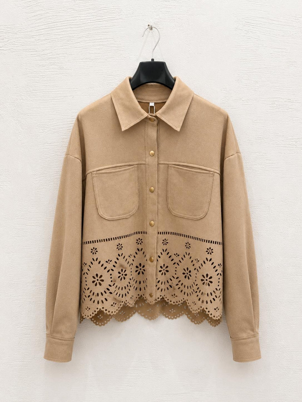 Giacca Beige con Ricamo Traforato