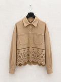 Giacca Beige con Ricamo Traforato