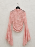 Top in Pizzo Rosa con Maniche a Campana