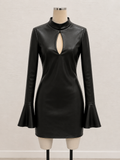 Abito Nero Glam Effetto Pelle
