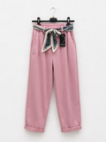 Pantaloni Rosa con Foulard in Vita