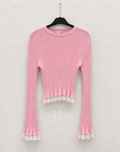 Maglia Rosa con Dettagli in Pizzo