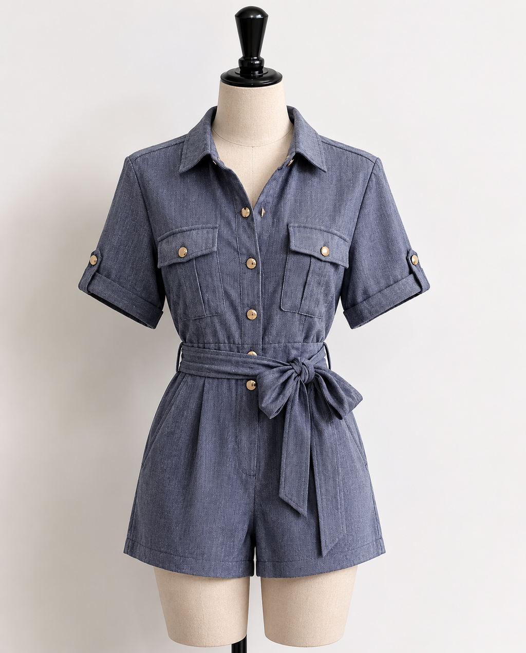 Tutina Corta Effetto Denim