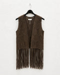 Gilet Lungo con Frange Marrone
