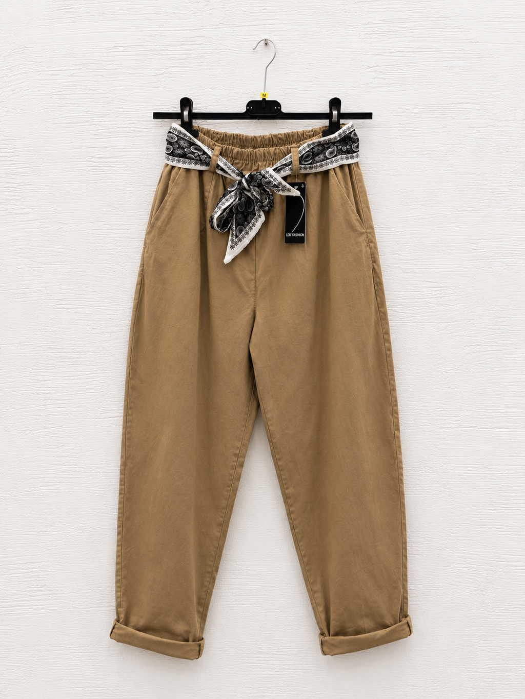 Pantalone Sabbia con Cintura Fantasia