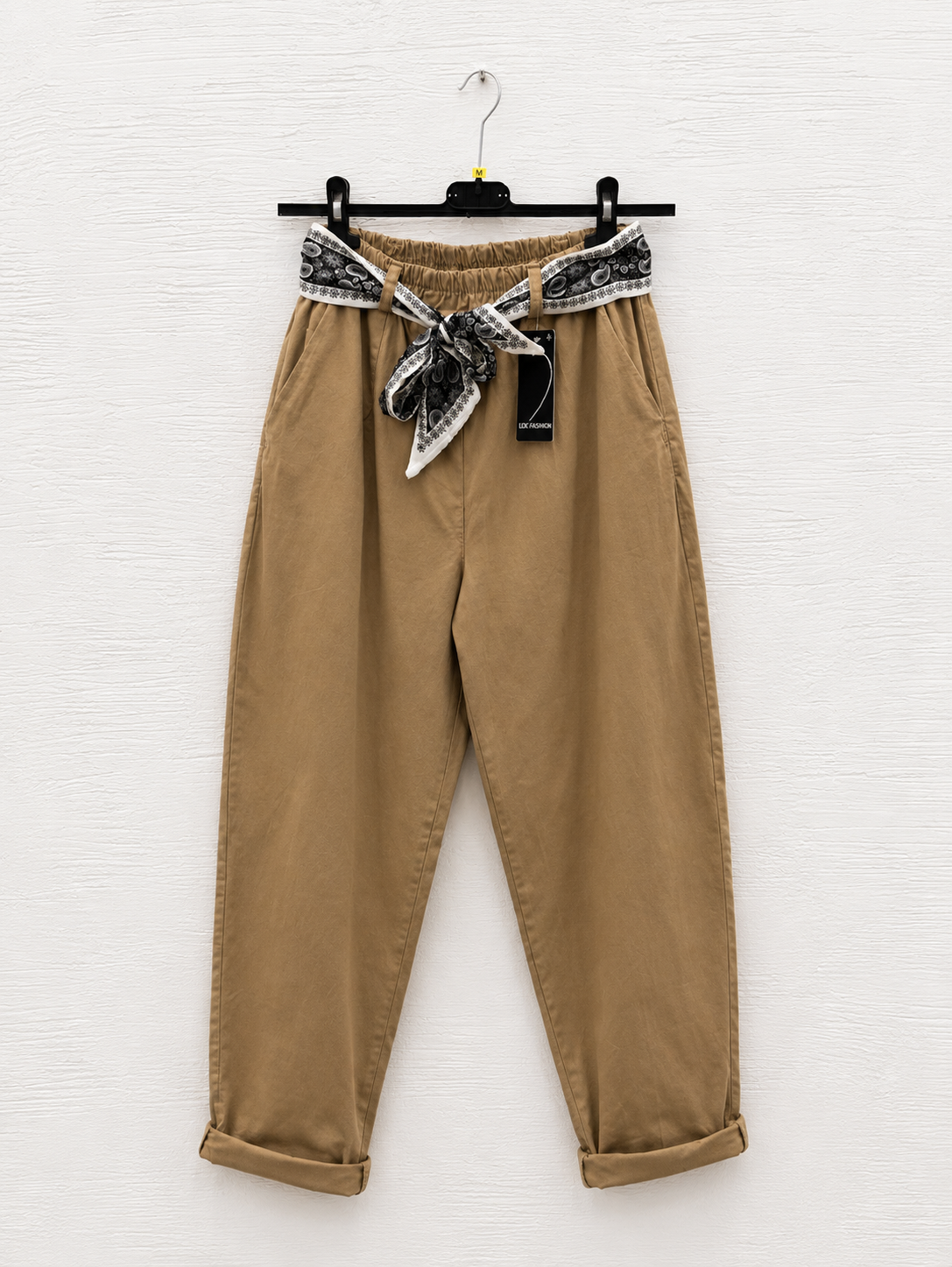 Pantalone Sabbia con Cintura Fantasia