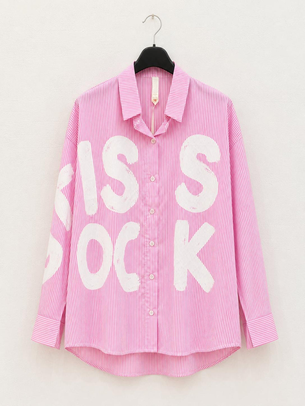 Camicia Oversize Rosa con Maxi Scritte