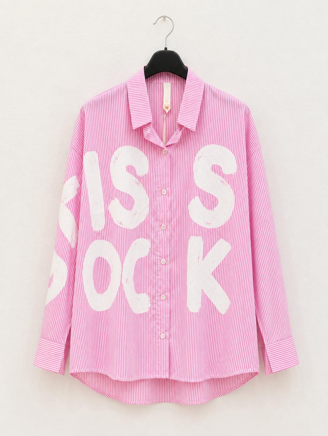 Camicia Oversize Rosa con Maxi Scritte