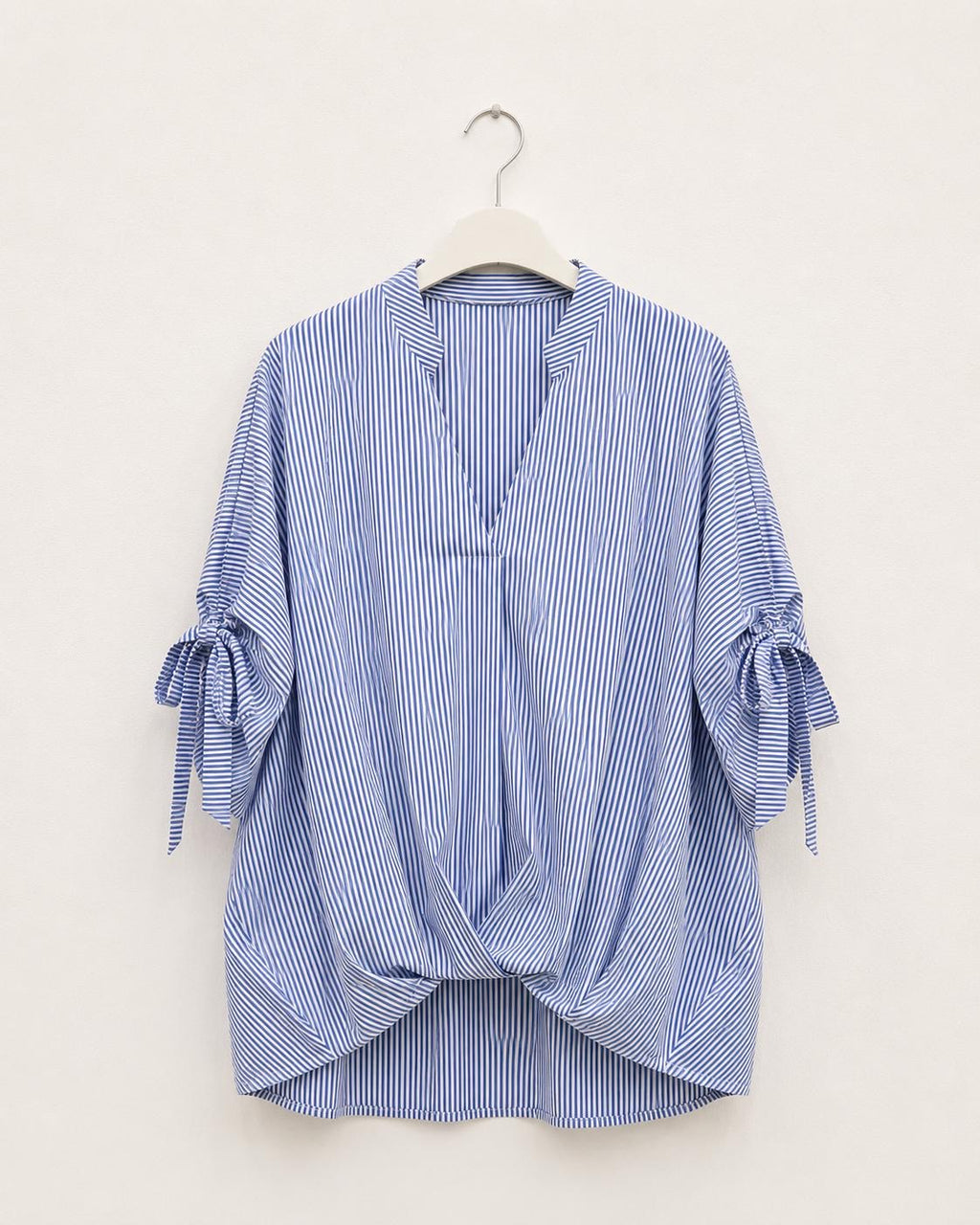 Blusa Over a Righe Azzurre
