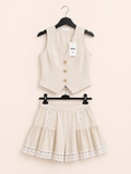 Coordinato Gilet e Gonna Volant, Crema