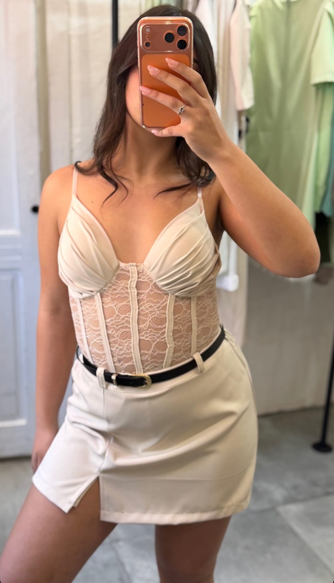 Body Corsetto in Pizzo Champagne