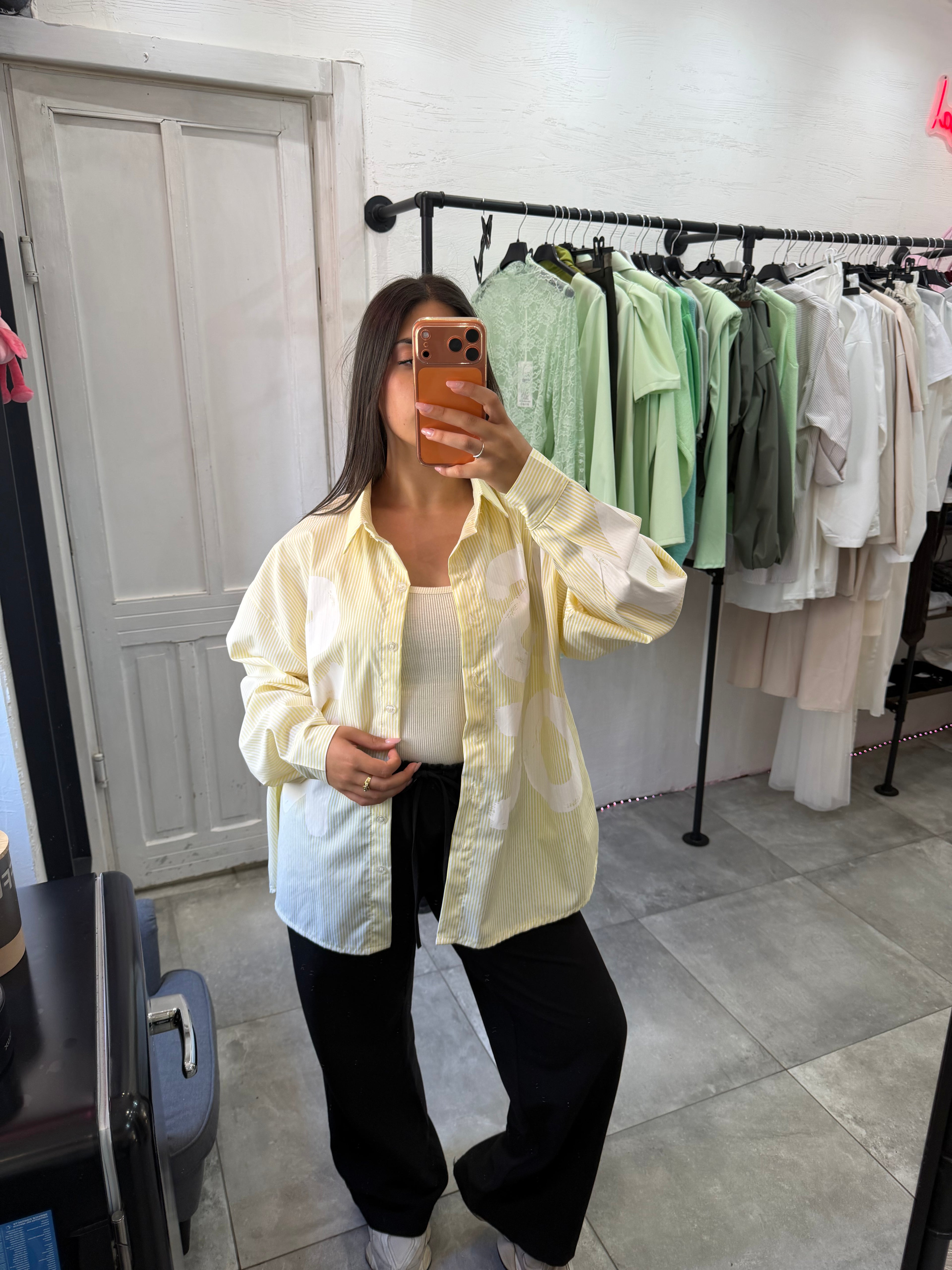 Camicia Over Giallo Pastello con Stampa