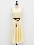 Vestito Lungo Giallo Pastello con Cintura