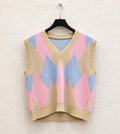 Gilet in Maglia Argyle Pastello