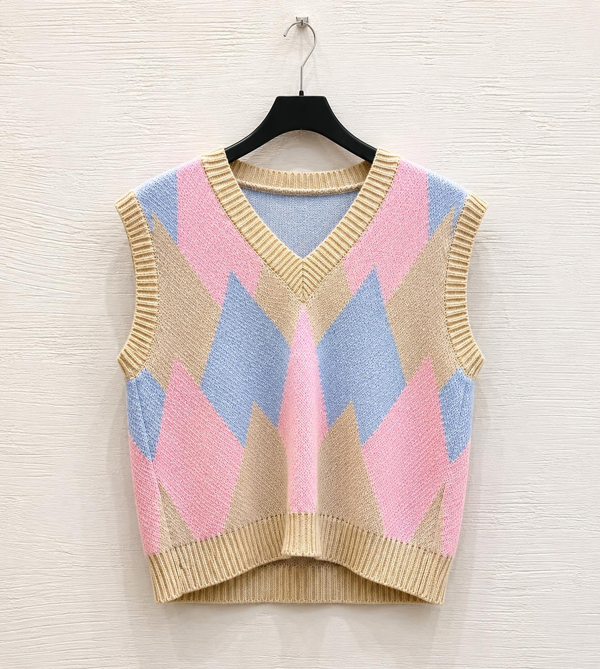 Gilet in Maglia Argyle Pastello