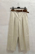 Pantaloni beige Wide-Leg a Vita Alta con Cintura