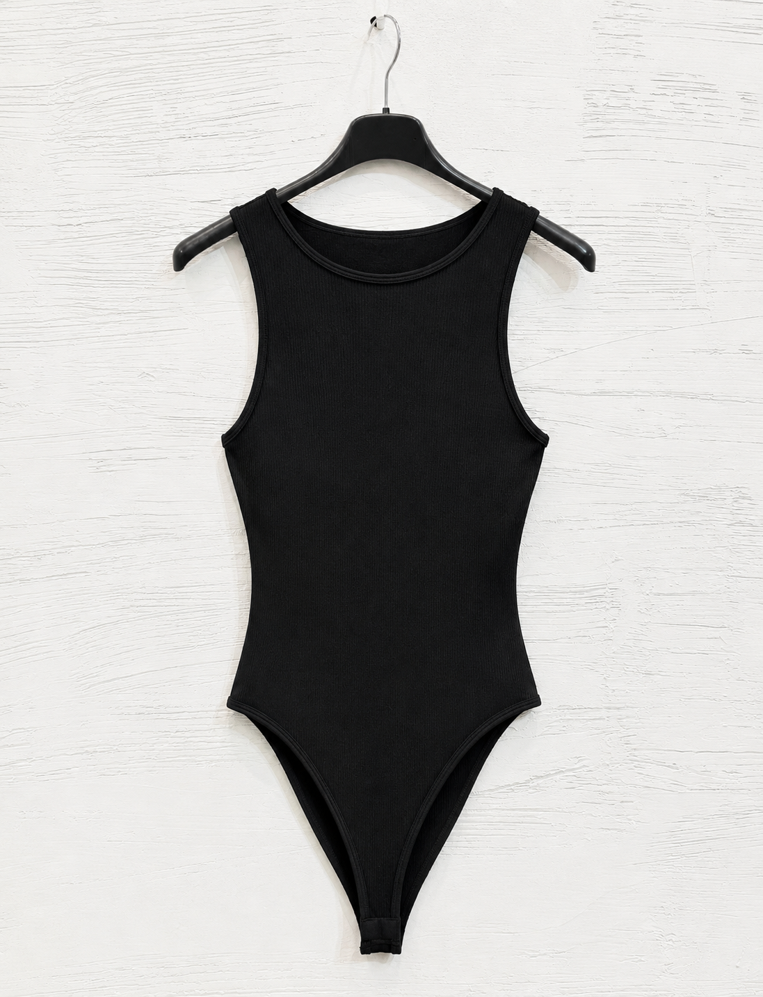 Body Nero a Costine Girocollo