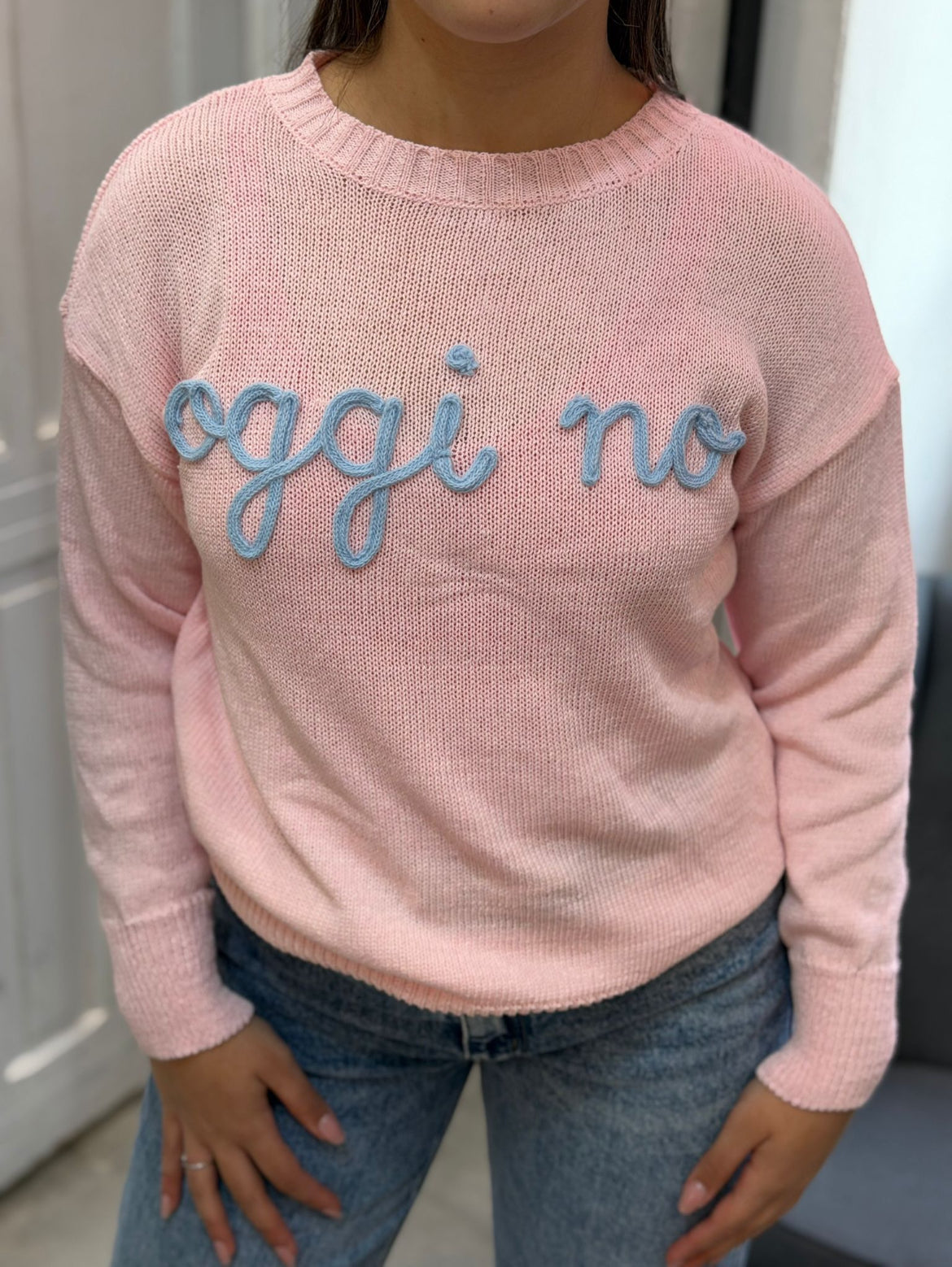Maglioncino Rosa Pastello “Oggi No”