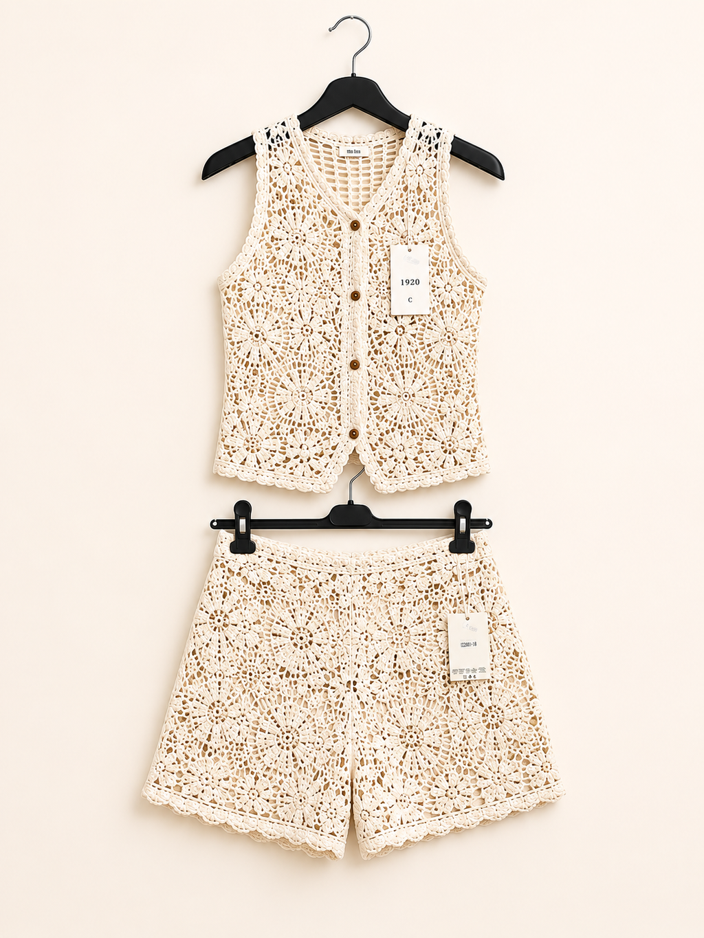 ✨ Completo Crochet Panna con Paillettes