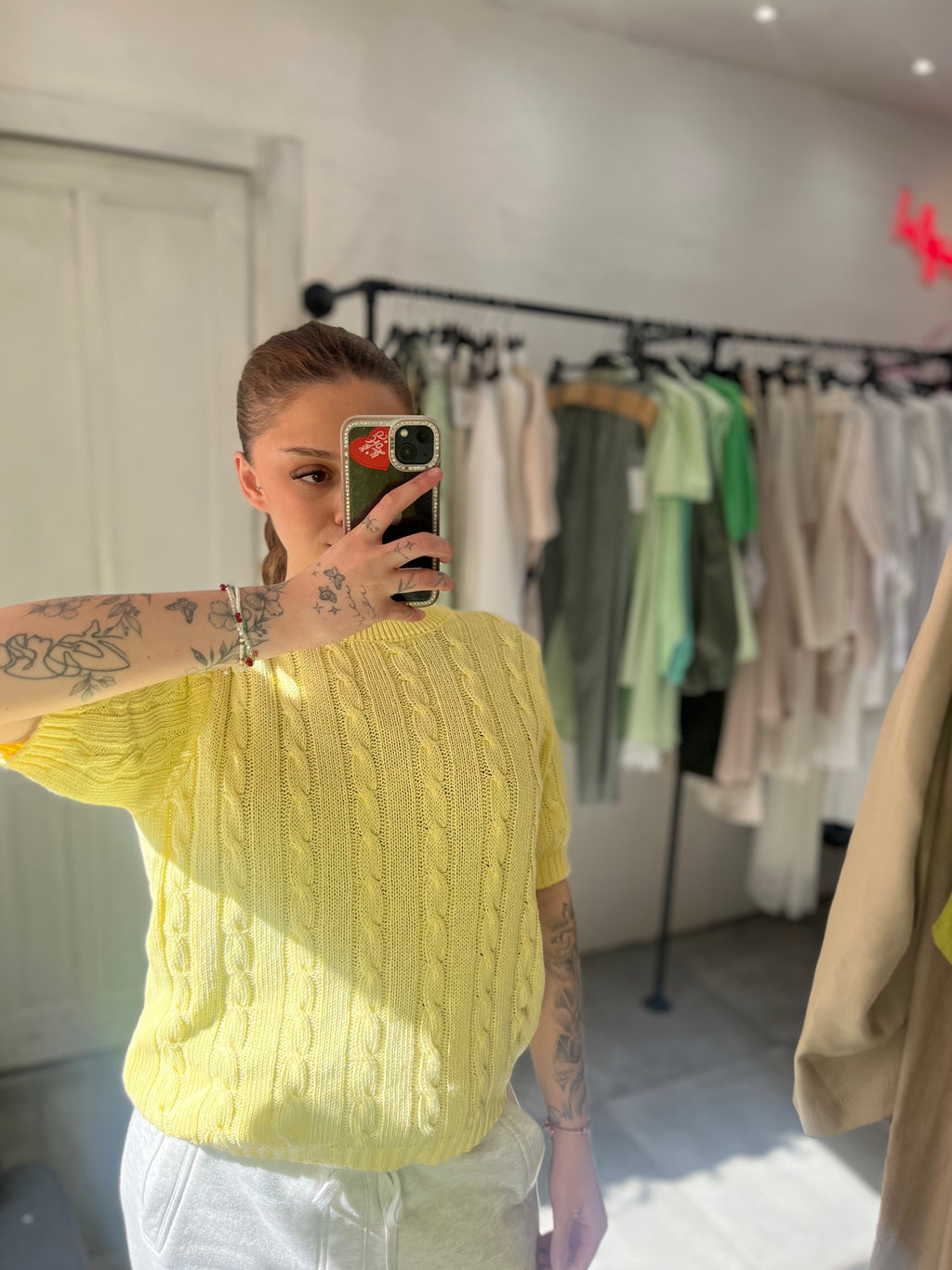 Maglia a Trecce Giallo Sole