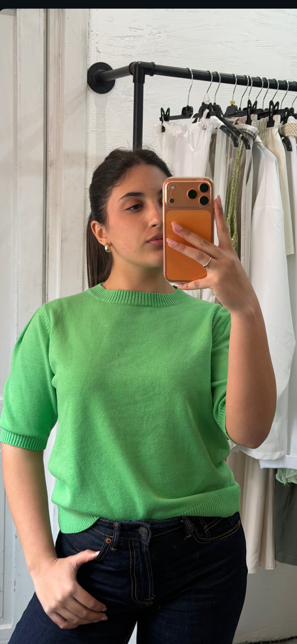 Maglia a Sbuffo Verde Smeraldo